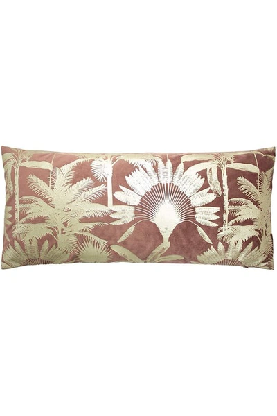 Paoletti Malaysian Palm Foil Printed Throw Pillow Cover In Pink