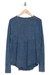 Z By Zella Vintage Washed Relaxed Long Sleeve Tee In Navy Denim