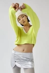 Bdg Valeria Cropped V-neck Sweater In Lime