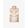Moncler Faucille Quilted Metallic Shell Down Vest In Beige