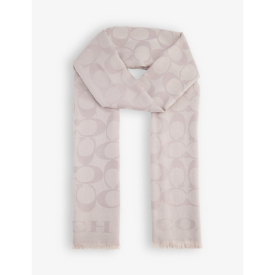 Coach Branded-pattern Silk-blend Scarf In Grey | ModeSens