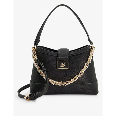 Dune Desirable Small Chain-detail Recycled Faux-leather Bag In Black-synthetic Recycled