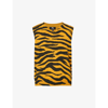 STUSSY STUSSY WOMEN'S MUSTARD TIGER-INTARSIA COTTON AND WOOL-BLEND TOP,61867582