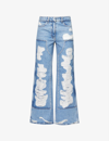 Givenchy Distressed Mid-rise Wide-leg Jeans In Light Blue