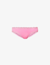 Stripe & Stare Mid-rise Lace Stretch-woven Briefs In Hot Pink