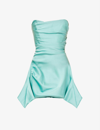 House Of Cb Jasmine Strapless Corset-style Satin Mini Dress In Jade