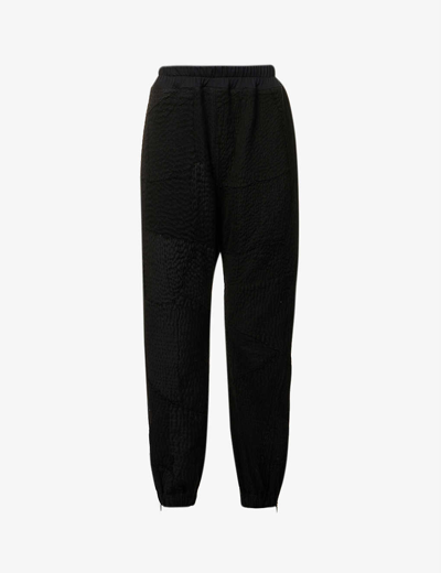 By Walid Textured Patchwork Cotton-jersey Jogging Bottoms In Black