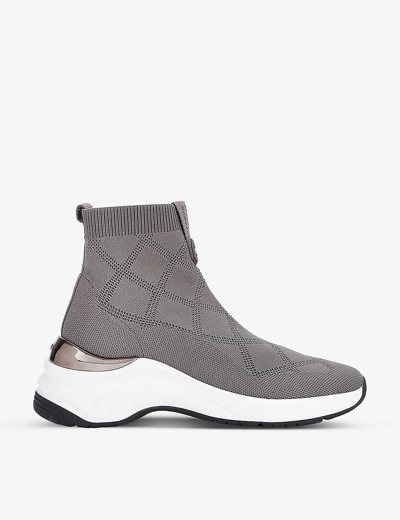 Carvela Comfort Chequerboard Quilted Knitted High-top Trainers In Grey