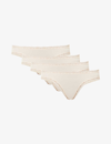 Stripe & Stare Low-rise Pack Of Four Stretch-woven Thongs In Nude (lingerie)