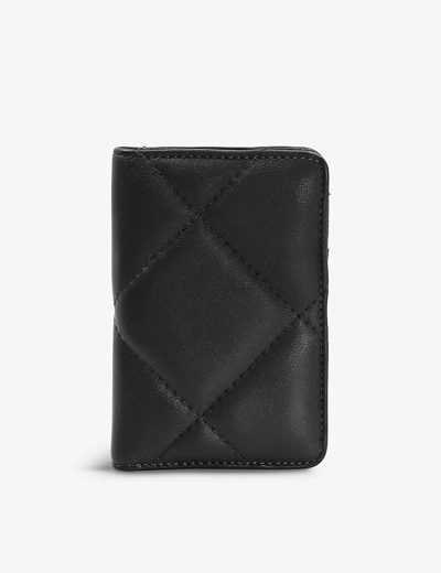 Dune Knightsbridge Quilted Leather Purse In Black-leather