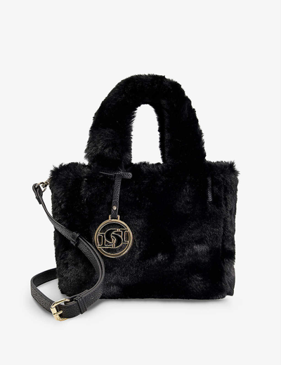 Dune Darcys Faux-fur Handbag In Black-faux Fur