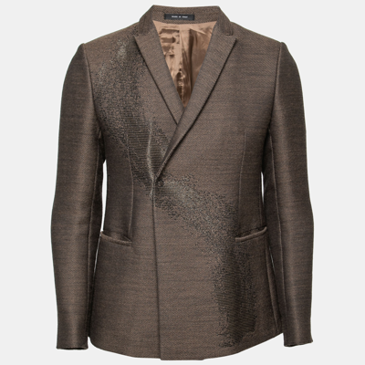 Pre-owned Emporio Armani Brown Textured Wool Single-breasted Blazer M