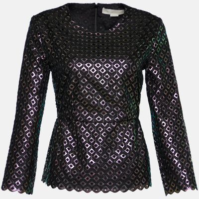 Pre-owned Stella Mccartney Black Cutwork Peplum Top S