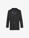 Youths In Balaclava Pinstripe Textured-lapel Relaxed-fit Stretch-cotton Jacket In Black
