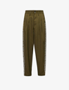 Youths In Balaclava Pinstriped Straight Relaxed-fit Cotton Trousers In Green