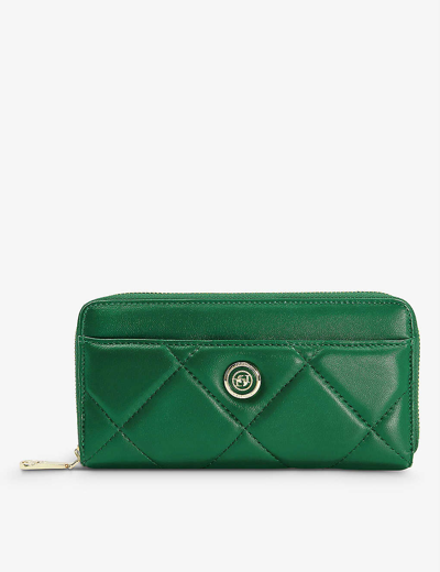 Dune Kingsbury Quilted Leather Purse In Green-leather