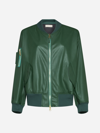 Blanca Vita Bardana Faux Leather Bomber Jacket In Green