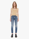 Mother The Mid Rise Dazzler Ankle Fray Going In Circles Jeans In Blue