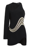 David Koma Asymmetric Crystal Cady Mini Dress In Black