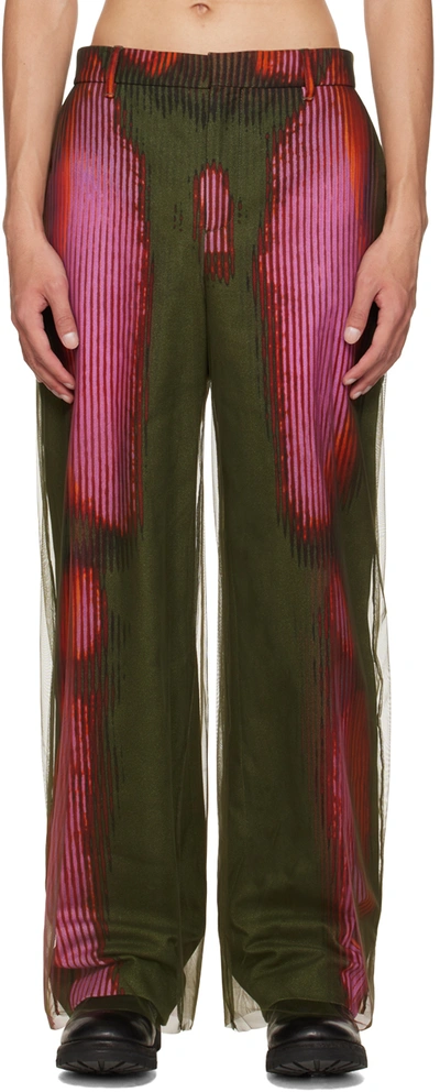 Y/project Khaki Jean Paul Gaultier Edition Overlay Trousers In Green