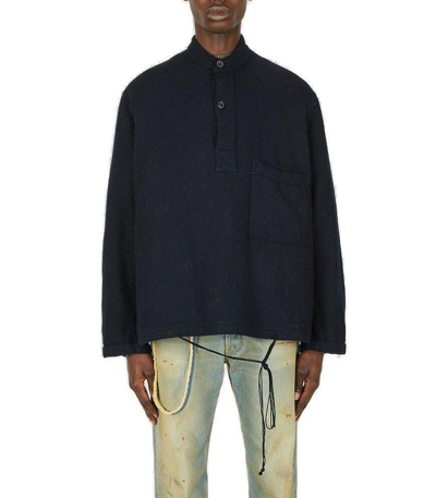Maison Margiela Button Detailed Long-sleeved Jacket In Navy