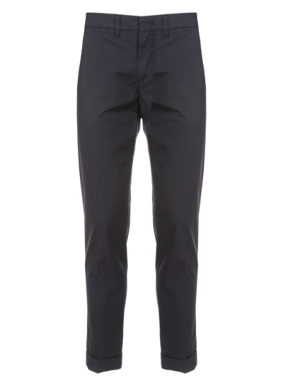 Fay Blue Cotton Stretch Trousers In Navy