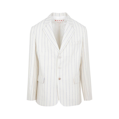 Marni Striped Single-breasted Blazer In Ivory