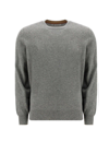 Brunello Cucinelli Round Neck Jumper In Comfortable Cotton Blend In Grey