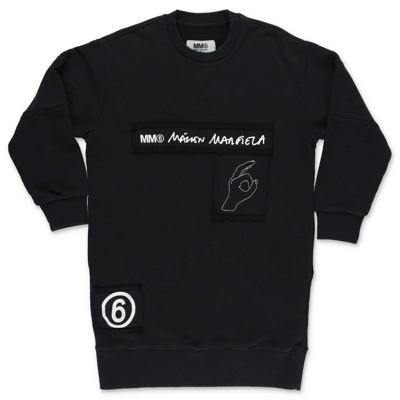 Maison Margiela Kids' Logo Print Sweatshirt Dress In Black