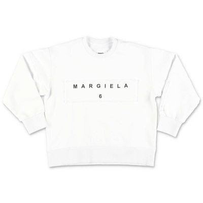 Maison Margiela Kids' Logo Print Sweatshirt In White