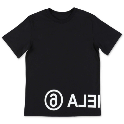 Maison Margiela Kids' Logo Print T-shirt In Black