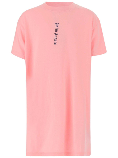 Palm Angels Kids' Logo Printed T-shirt Dress In Pink