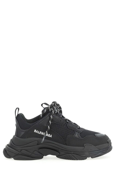 Balenciaga Black Kids' Triple S Mesh And Leather Trainers Eur 32 / 13 Uk In White