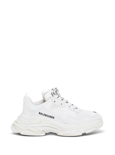 Balenciaga Kids' Triple S Leather And Mesh Sneakers In Black