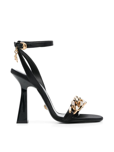Versace Sandals Pumps Chain Detail In V Black Gold