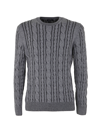 Barba Napoli Braided Round Nek Pullover In Grey