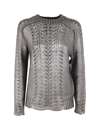 Alberta Ferretti Knitted Lurex Top In Fantasia Canna Di Fucile