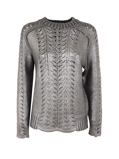 Alberta Ferretti Knitted Lurex Top In Fantasia Canna Di Fucile