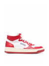 Autry Medalist Low Mid-top White Leather Sneakers In Red