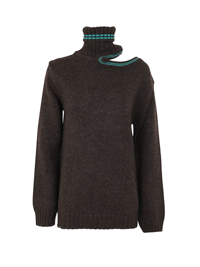 Y/project Classic Double Neck Oversized Sweater In Brown