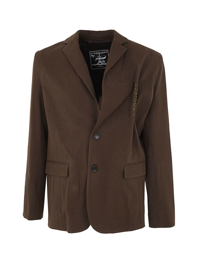 Y/project Pinched Logo Blazer In Olive