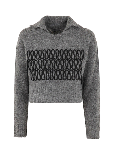 Pierantonio Gaspari Polo Neck Pullover With Stripe In Grey
