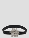 ALESSANDRA RICH LEATHER BELT WITH FLOWER BUCKLE