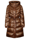 Woolrich Zip-up Hooded Padded Coat In Lodge Brown