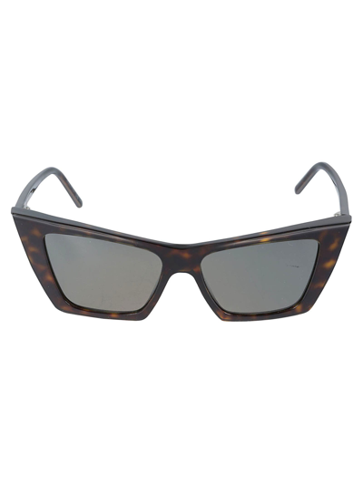 Saint Laurent Square Cat Eye Sunglasses In Havana Havana Grey