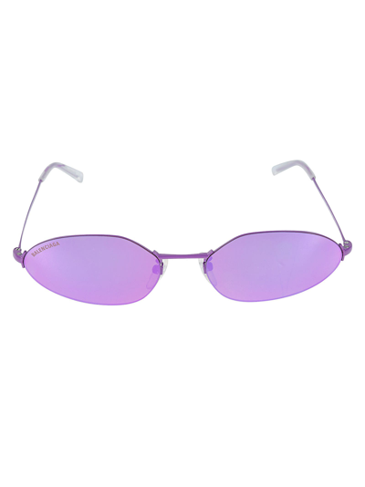 Balenciaga Logo Frame Sunglasses In Violet