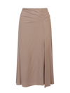 Semicouture Silk-blend High-waisted Midi-skirt In Beige