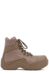 Bottega Veneta Brown Puddle Bomber Lace-up Boots In Beige
