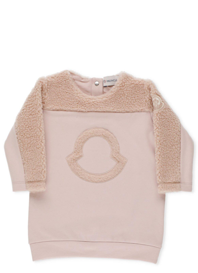 Moncler Babies' Kids Pink Logo Stretch-cotton Dress