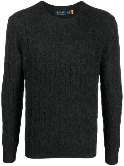 Polo Ralph Lauren Cashmere Cable Knit Crewneck Sweater In Gray